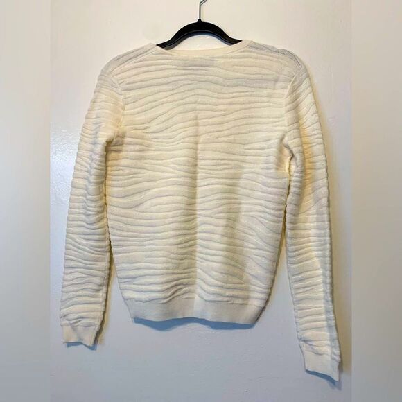 Theory plans zebra wool blended V-neck pullover size P, ivory , NWT - Picture 4 of 6